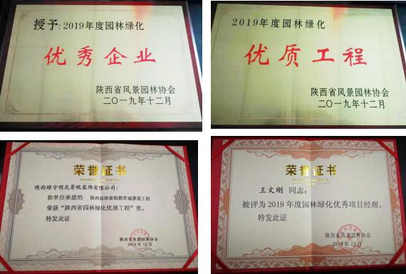 喜訊！綠宇公司榮獲省級(jí)“2019年度園林綠化優(yōu)秀企業(yè)”等三項(xiàng)榮譽(yù)